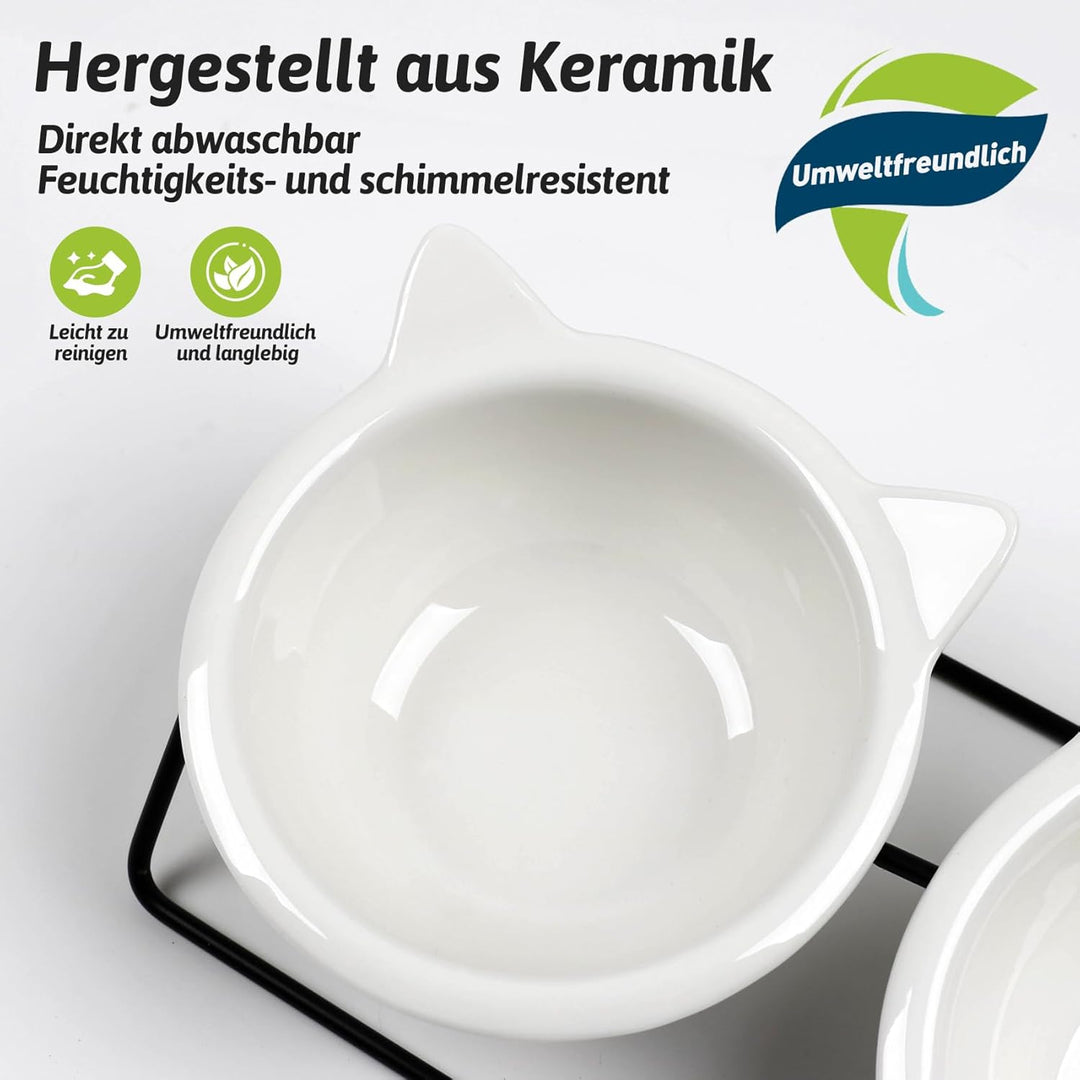 Futternapf Katze Keramik,Katzennapf Aus Keramik Erhöhter Zervixschutz-Katzennapf Katzenschnurrhaaral