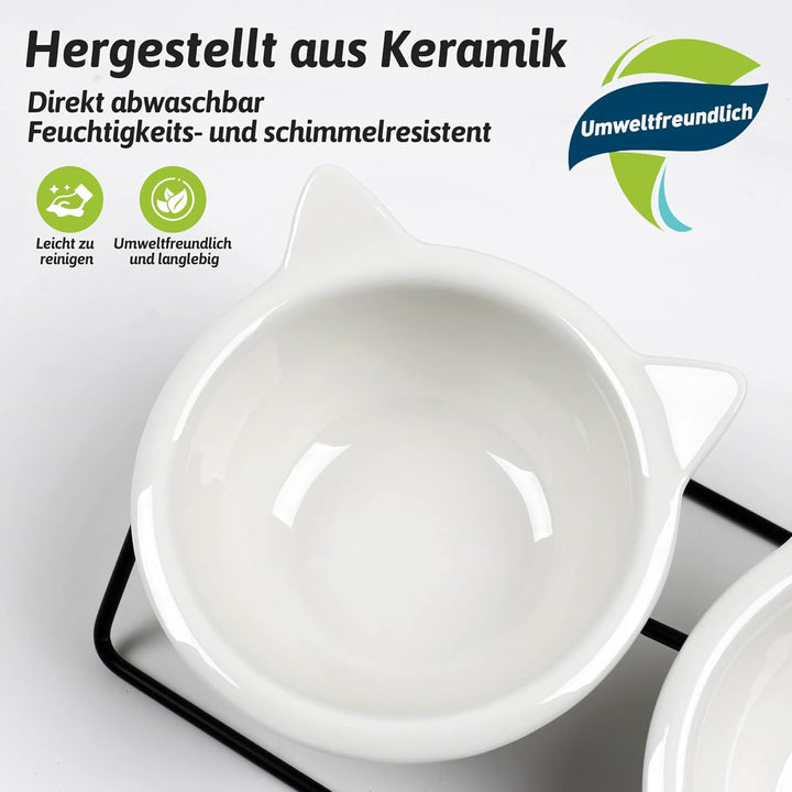 Futternapf Katze Keramik,Katzennapf Aus Keramik Erhöhter Zervixschutz-Katzennapf Katzenschnurrhaaral