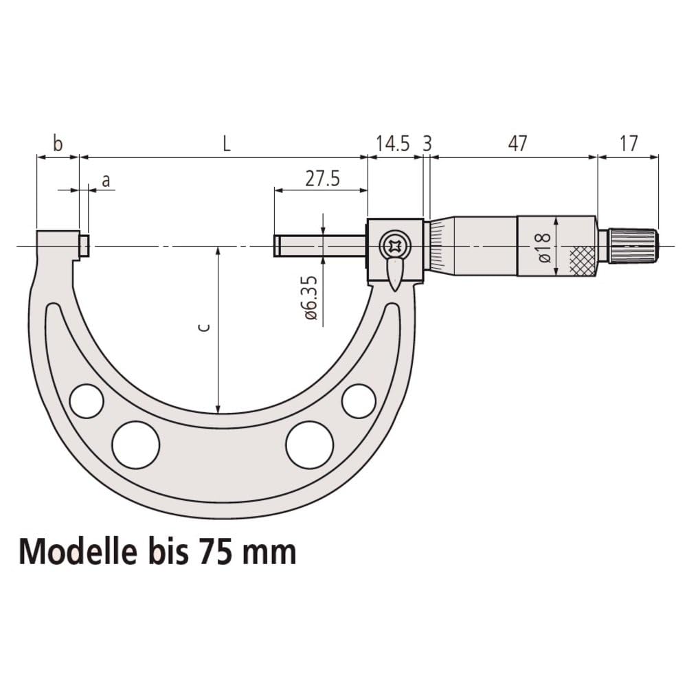 Mitutoyo MIT103-129 Mikrometer mit 0,001 mm Skalierung, Bereich 0-25 mm