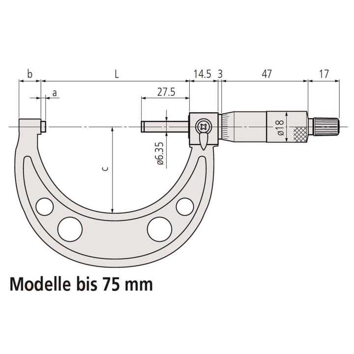 Mitutoyo MIT103-129 Mikrometer mit 0,001 mm Skalierung, Bereich 0-25 mm