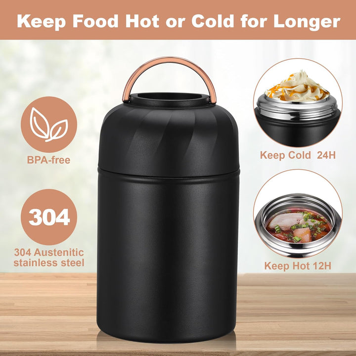 Thermobehälter für Essen, 500 ml Edelstahl Warmhaltebehälter, Thermobecher, Thermo Essensbehälter mi
