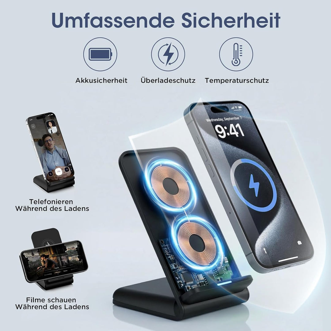 15W Wireless Charger Stand Induktive Ladestation für Samsung Galaxy S25 Ultra S24 S23 Kabelloses Han