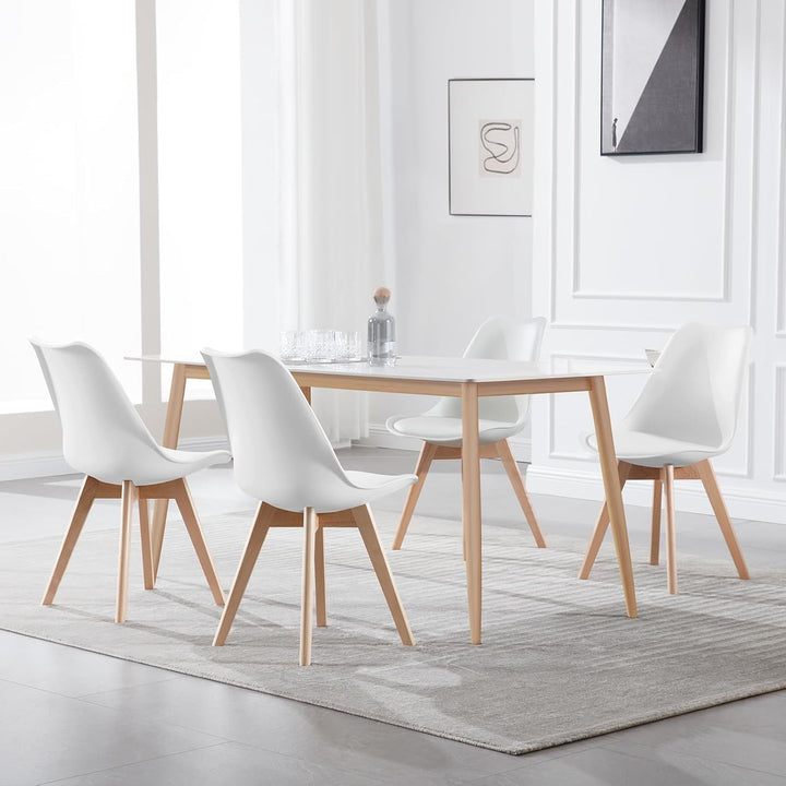 WOLTU® 4er Set Esszimmerstühle Küchenstuhl Design Stuhl Esszimmerstuhl Kunstleder Holz Weiss BH29ws-