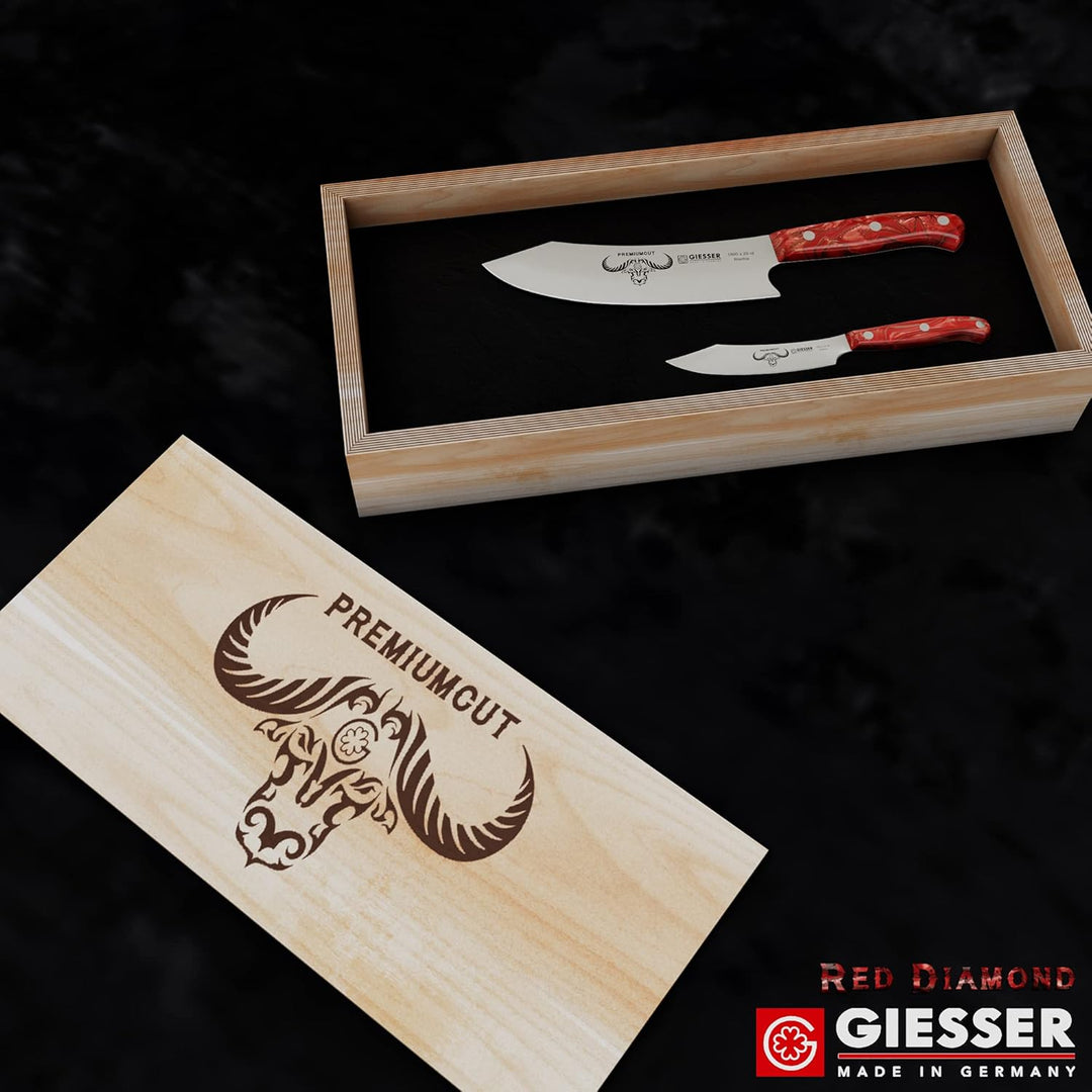 Giesser seit 1776 - Made in Germany - Messerset 2 teilig, Red Diamond, PremiumCut, Kochmesser 20 cm,