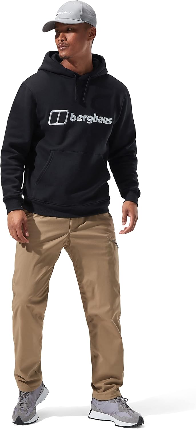 Berghaus Herren Logo Kapuzenpullover, Dazugegeben Wärme, Extra Bequem Fleecejacke, Schwarz