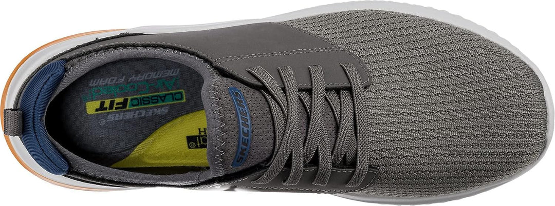 Skechers Herren Delson 3.0 Mooney Runde Zehenpartie, Bungee-Schnür-Slipper 44 EU Gray Knitted Mesh,