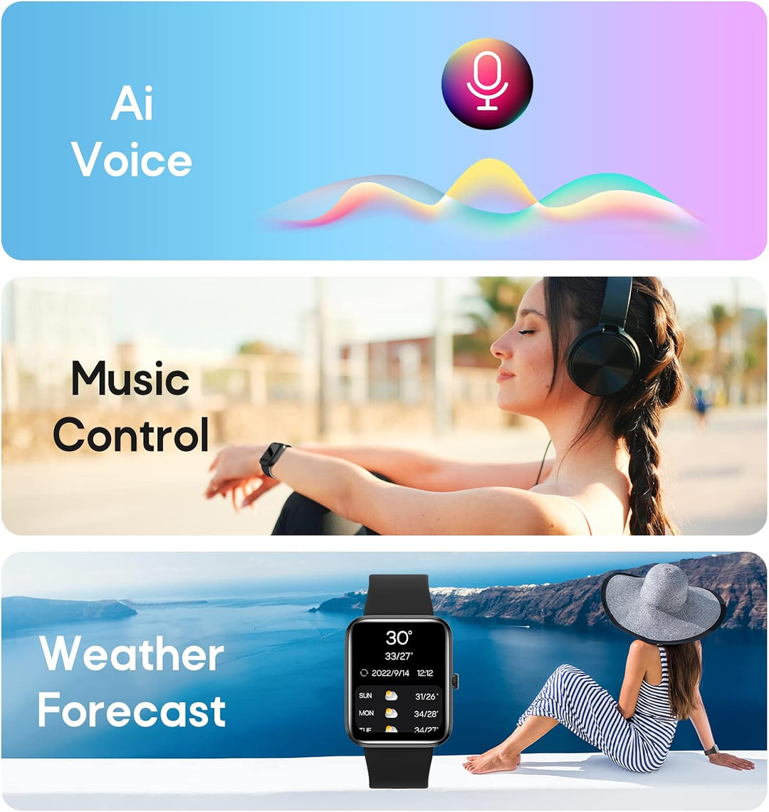 Smartwatch, 1.83 Zoll Touchscreen Armbanduhr mit Bluetooth Anruf, IP67 Wasserdicht Fitness Tracker m