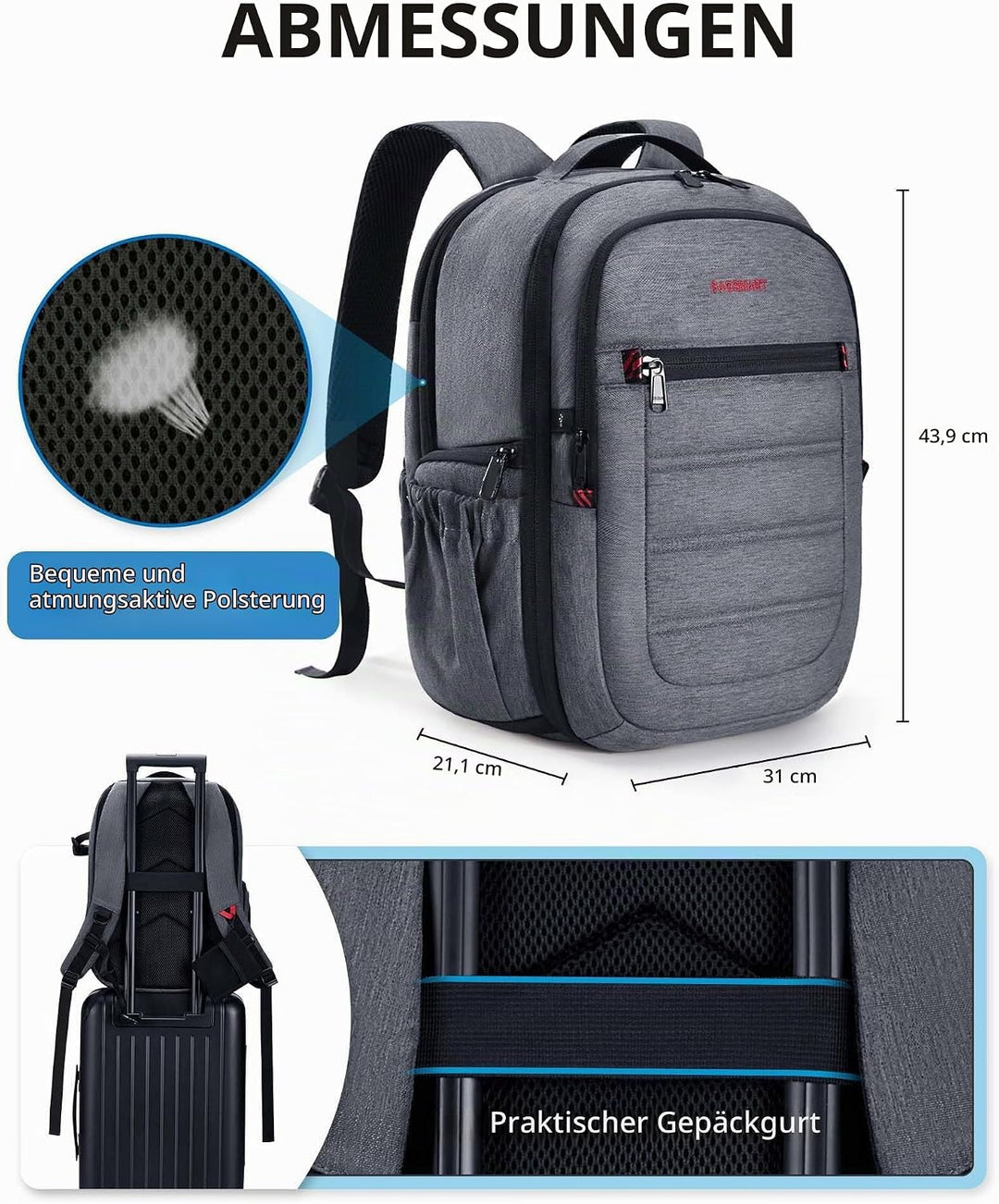 bagsmart Kamerarucksack Spiegelreflex Kameratasche für Fotografen, Wasserdichter Fotografie Reiseruc