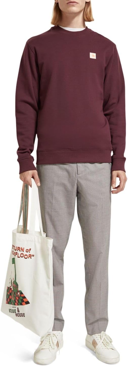 Scotch & Soda Herren Regular Fit Logo Badge Organic Cotton Sweatshirt, Berry Wine 6637
