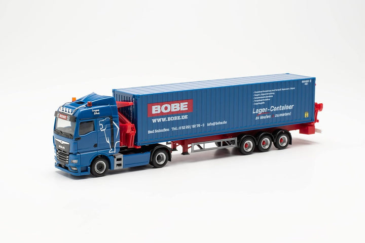Herpa LKW Modell Man TGX GM Container-Seitenlader „Bobe Spedition“, originalgetreu im Massstab 1:87,