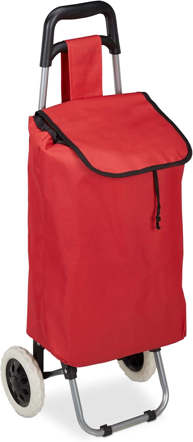 Relaxdays Einkaufstrolley klappbar, Abnehmbare Tasche 28 L, Einkaufswagen mit Rollen HxBxT: 92,5 x 4