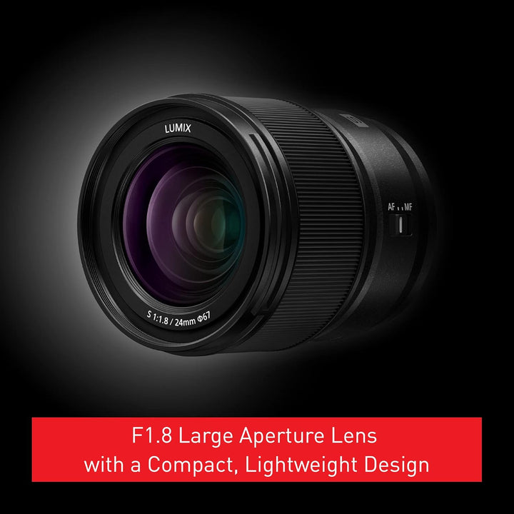 Panasonic S-S24E LUMIX S Objektiv (24mm Weitwinkel, Festbrennweite, L-Mount, F1.8, Filtergrösse 67mm