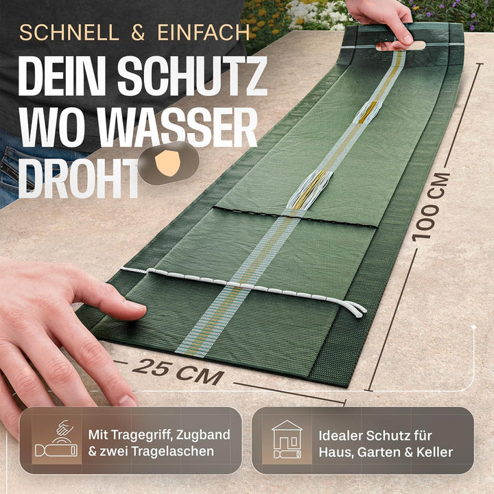 50x Sandsäcke Silosandsäcke geeignet für Hochwasserschutz, 25cm x100cm mit Griff, Zugband und Trageg