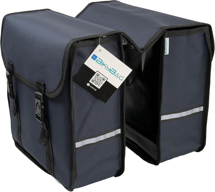 BikyBag Classic Doppel-Fahrradtasche, 2x13L Gepäckträgertasche, Wasserabweisend, mit Reflektoren (Du