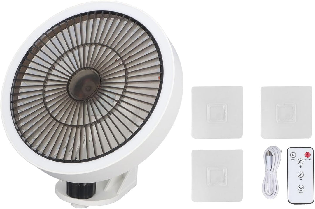 Jeffergarden Kleiner Wandventilator, 3 Geschwindigkeiten, Fernbedienung, Nachtlicht, für Wohnmobil,