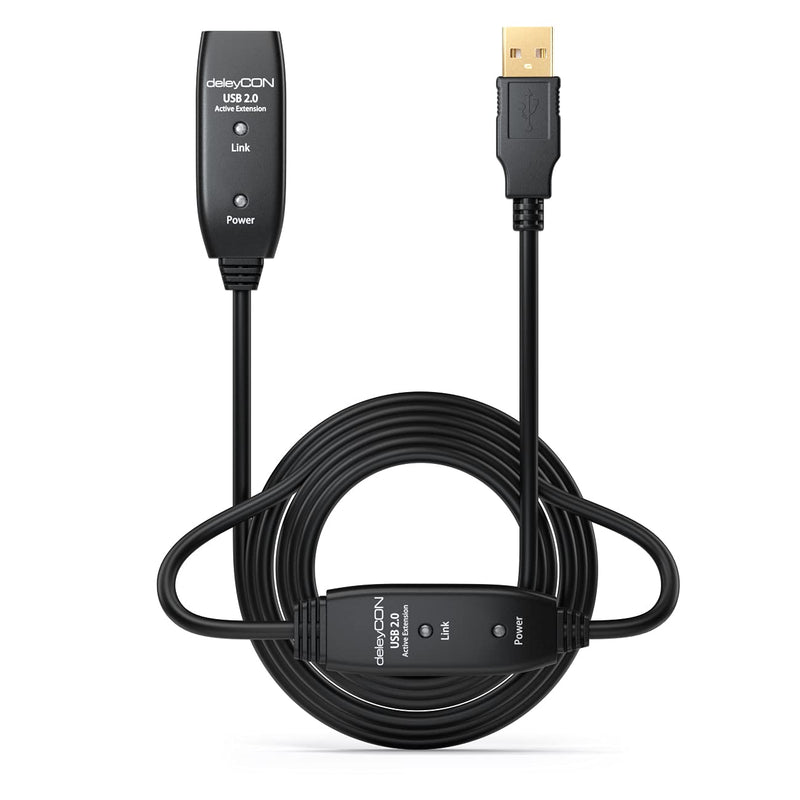 deleyCON 20m USB 2.0 Verlängerungkabel Repeater-Kabel Aktiv mit 2 Signalverstärker Extension Cable U