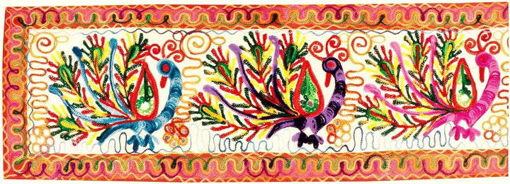 Purpledip 11485 Wandteppich, Baumwolle, Motiv Pfauen Jambooree, Vintage-Stickerei