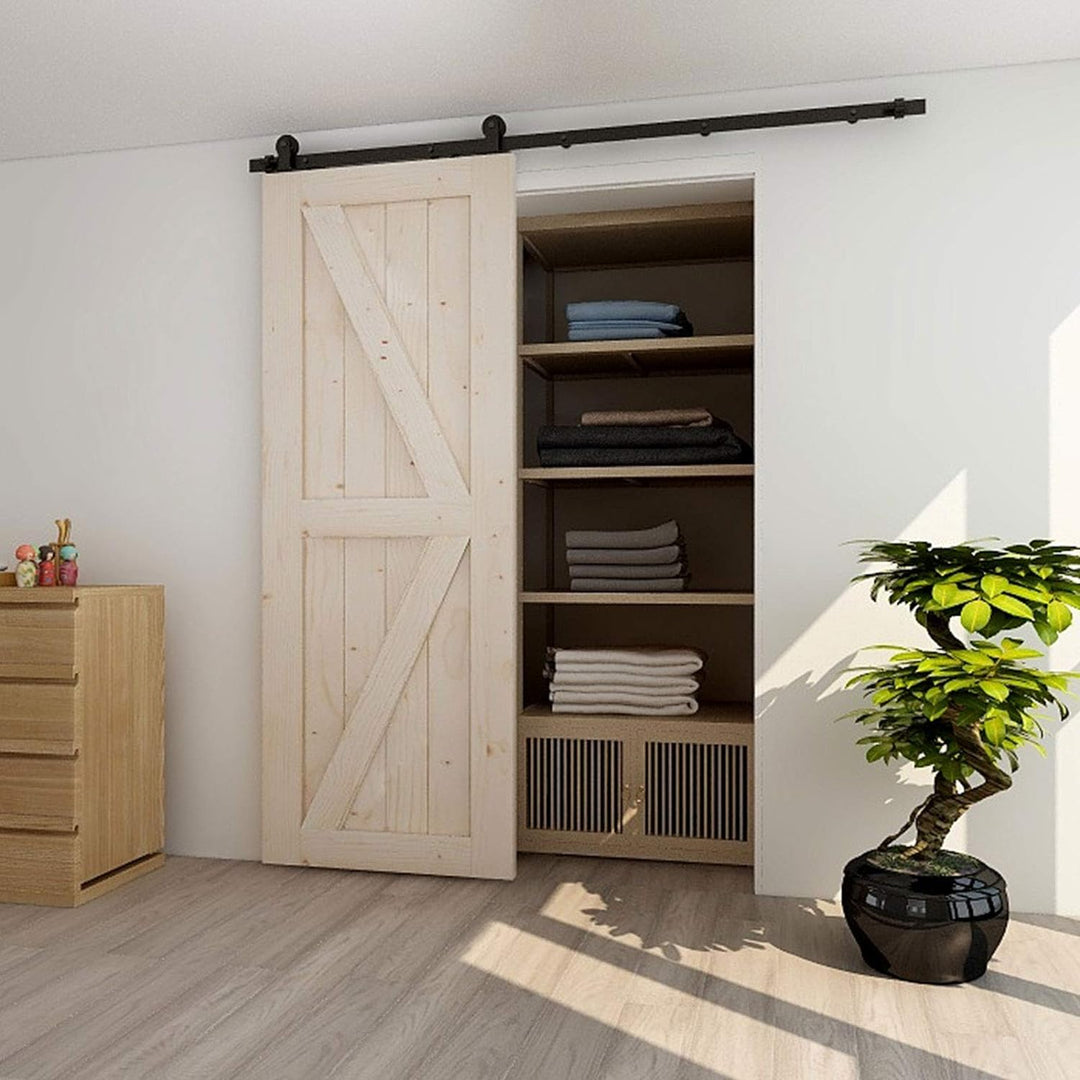 WOLFBIRD 183cm (6FT) Schiebetürbeschlag Set Schiebetürsystem Komplett-Set für holz Schiebetür Einzel