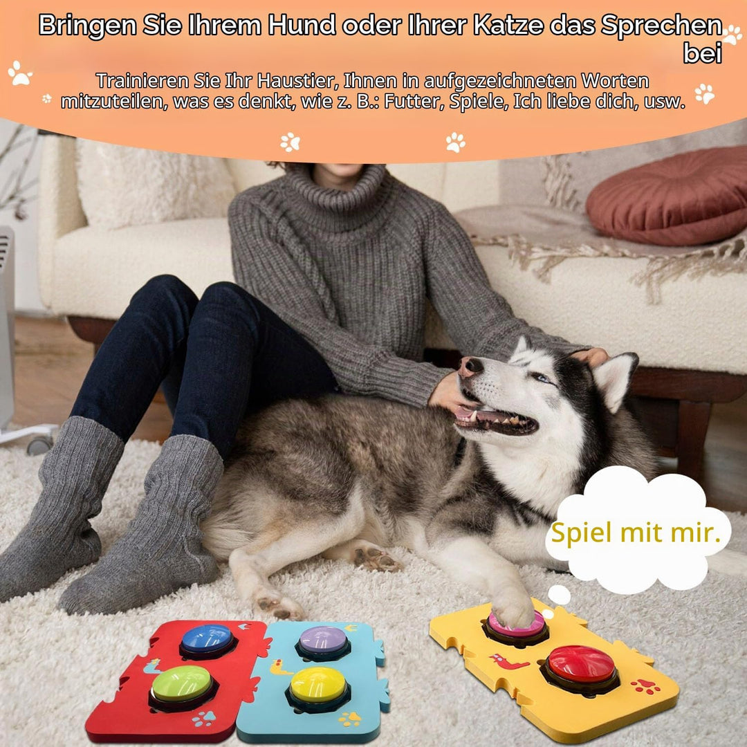 Satz von 6-farbigen Hunde Button mit DREI Matten und Aufklebern-Hund Training Buzzer-Aufnahme-Wieder