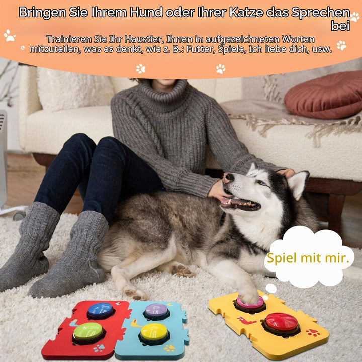 Satz von 6-farbigen Hunde Button mit DREI Matten und Aufklebern-Hund Training Buzzer-Aufnahme-Wieder