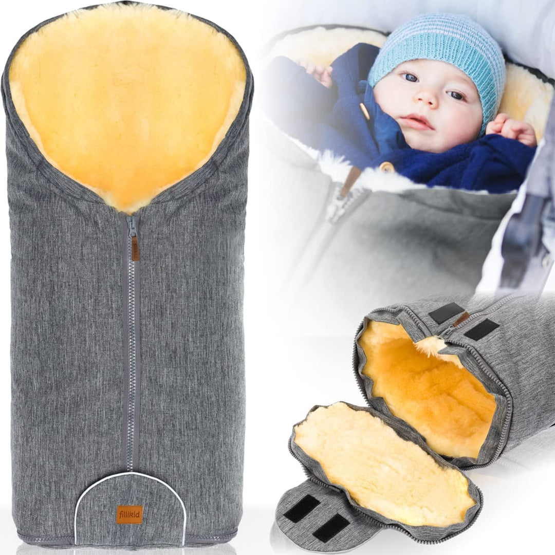 Merino Lammfell Fusssack Winterfusssack für Kinderwagen Baby universal für Babyschale Autositz Gr. 0