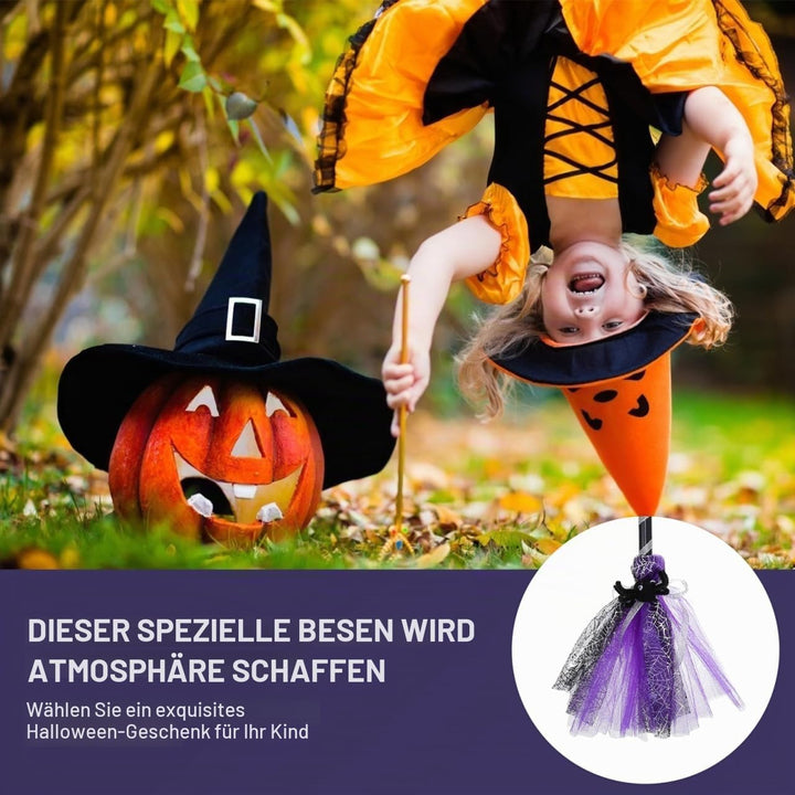 Halloween Hexenbesen Zauberstab Kostüm Besen für Mädchen Kinder Halloween Tischdeko Hexenkostüm Zaub