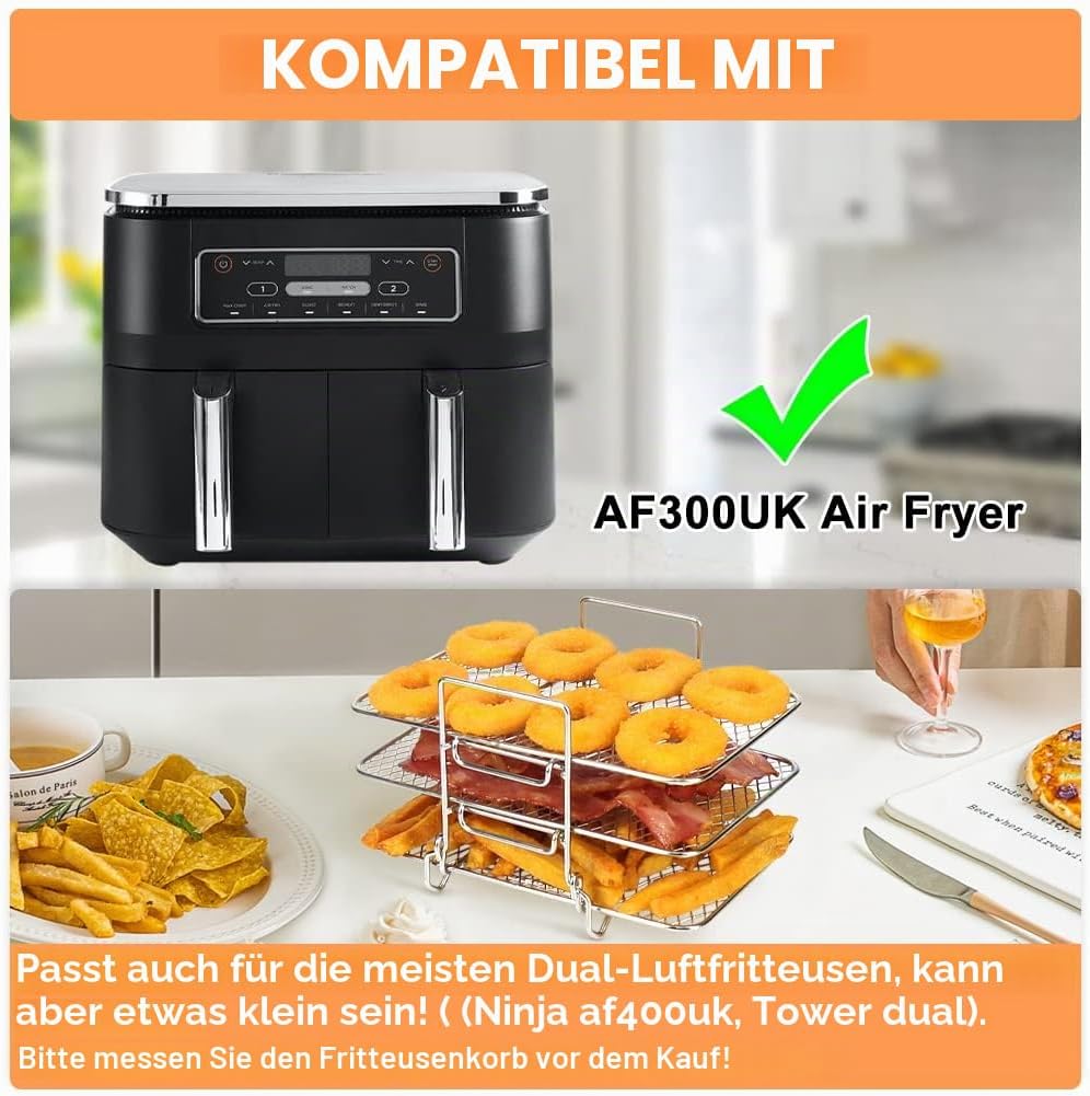 YQL Airfryer Zubehör für Ninja Foodi Dual Zone AF300EU, AF400EU, Heissluftfritteuse Zubehör 304 über