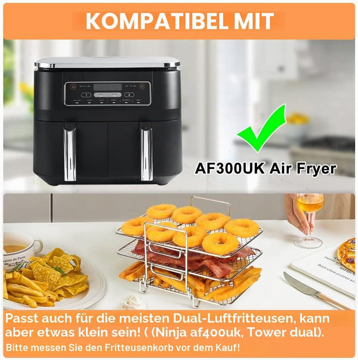 YQL Airfryer Zubehör für Ninja Foodi Dual Zone AF300EU, AF400EU, Heissluftfritteuse Zubehör 304 über