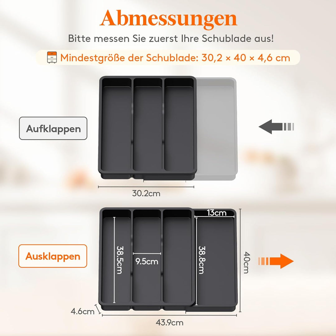 Lifewit Besteckkasten für Schubladen, Küchenutensilienhalter erweiterbar auf 43,9 cm, Schubladen Org
