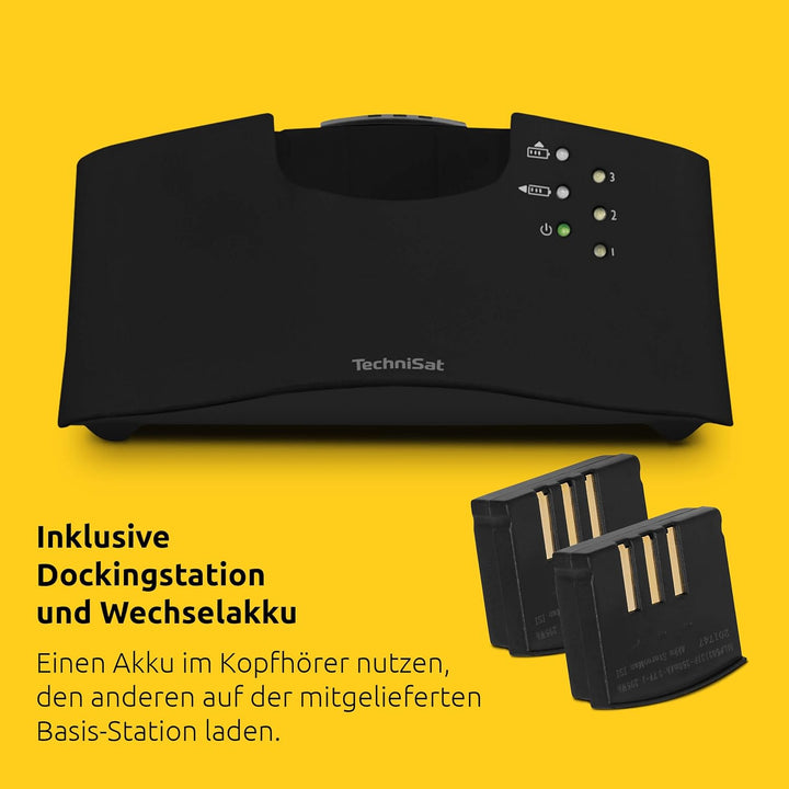 TechniSat STEREOMAN ISI 3 - kabelloser Stereo-Funkkopfhörer für Fernseher und Musikanlagen mit Docki