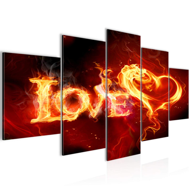 Runa Art Wandbilder Abstrakt Feuer Love 5 Teilig Bild auf Vlies Leinwand Deko Wohnzimmer Schlafzimme