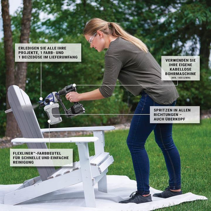 Magnum by GRACO 26D361 TrueCoat 360 Cordless Connect, Handheld Cordless Airless-Farbsprüher, Bohrspr