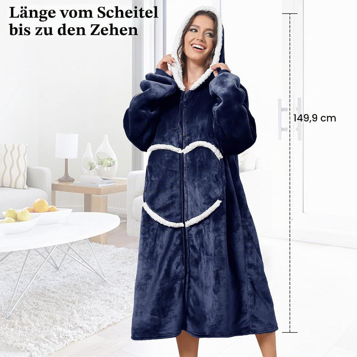FEELJAM Decke mit Ärmeln Kuscheldecke Hoodie Decken Frauen Decke mit Kapuze mit Reissverschluss und