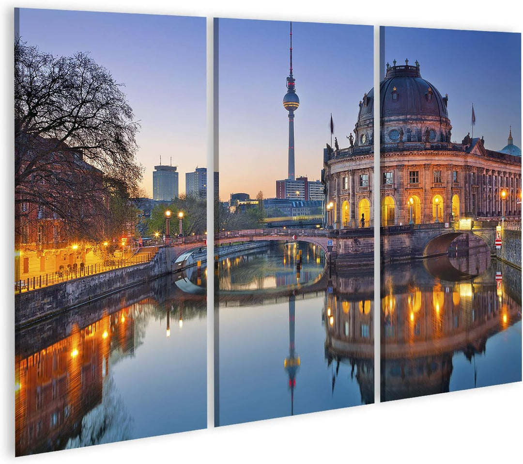 islandburner Bild auf Leinwand Berlin Abenddämmerung Bilder Wandbilder Poster Leinwand 130x80cm - 3