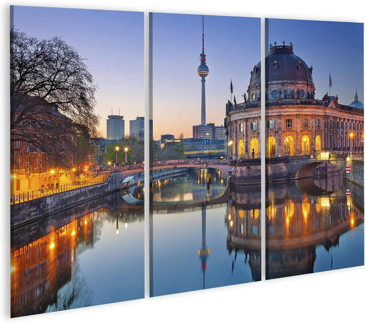 islandburner Bild auf Leinwand Berlin Abenddämmerung Bilder Wandbilder Poster Leinwand 130x80cm - 3