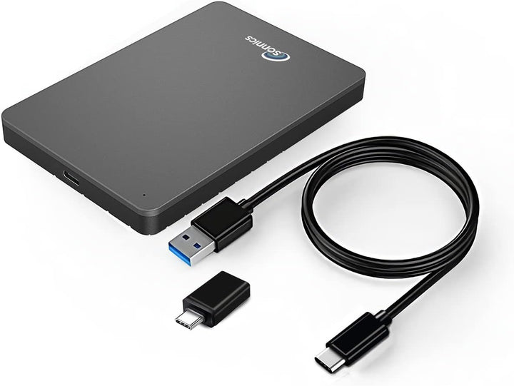 Sonnics 1TB Grau Externe tragbare Festplatte Typ C USB 3.1 kompatibel mit Windows-PC, Mac, Smart TV,