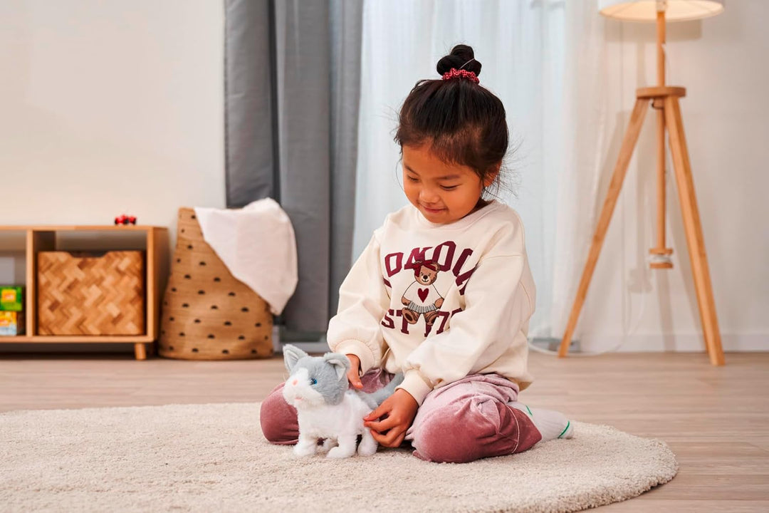 Simba PetZoo Kitty, Spielzeug Haustier, mit Sound, läuft und wackelt mit dem Schwanz, Try me, 19cm,