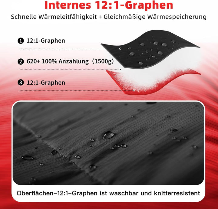 daunenschlafsack verfügt über EIN Graphenfutter und eine 620FP Füllkraft von Entendaunen, 4-Jahresze