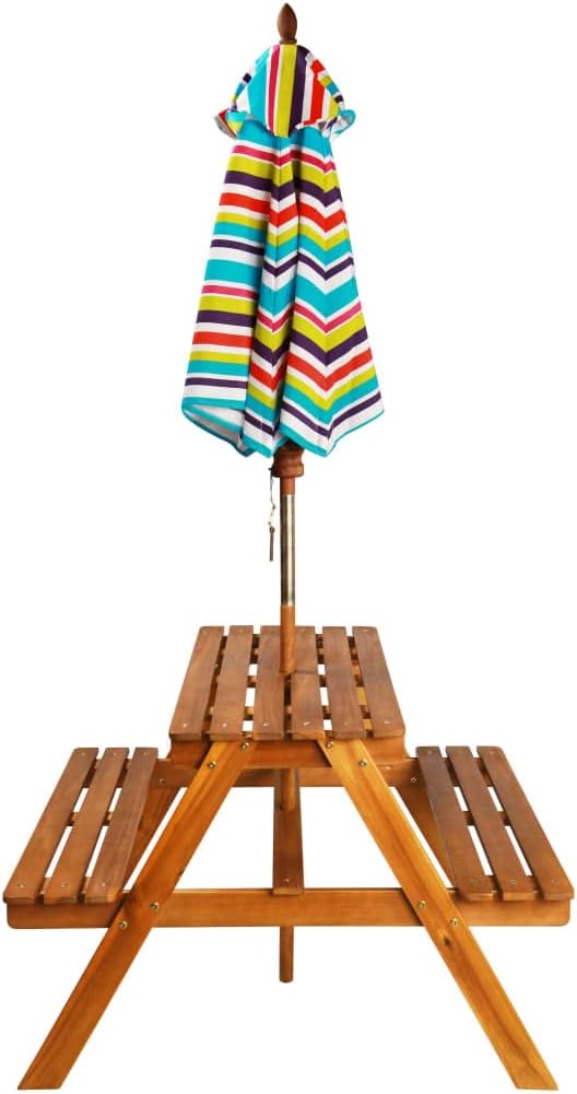 vidaXL Kinder-Picknicktisch mit Sonnenschirm 79x90x60 cm Akazienholz
