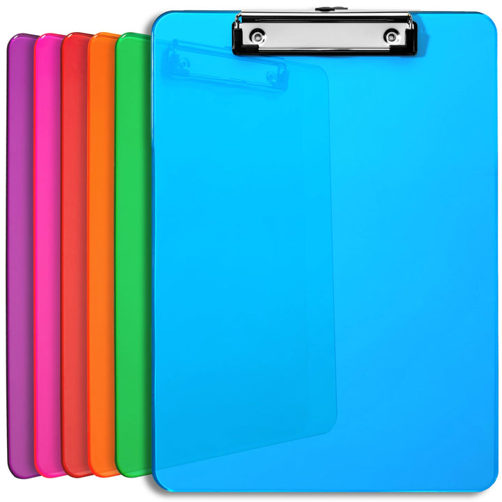 Kunststoff-Klemmbrett mit Metallclip | Plastik-Clipboard-Set nach Farben sortiert | Stabile Schreibu