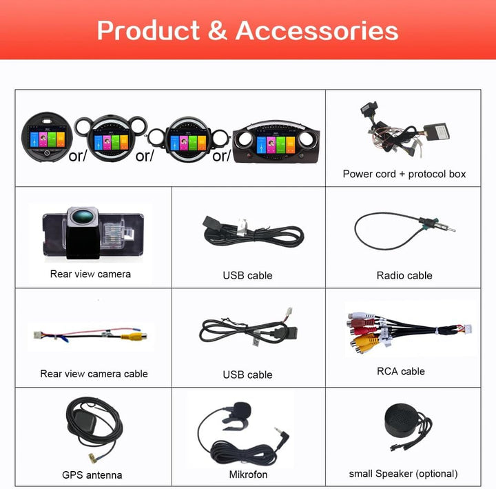 9 Zoll HD Auto Radio Autospieler GPS Navigation Carplay/Android Autoradio, Ersatz für BMW Mini Coope