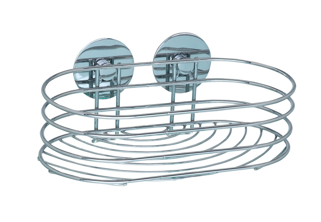 WENKO Turbo-Loc Wandablage, Wand Duschablage, Befestigen ohne Bohren, Verchromter Stahl, 23,5 x 10,5