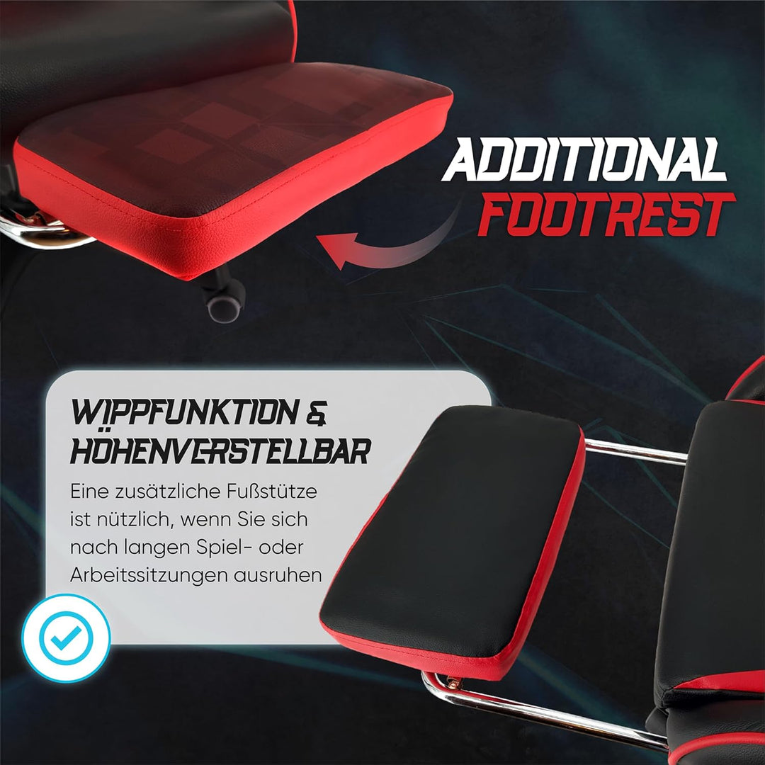 xRace Gaming Stuhl, Bürostuhl, Ergonomischer Pc Stuhl, Gaming Sessel aus Leder mit Lendenwirbelstütz