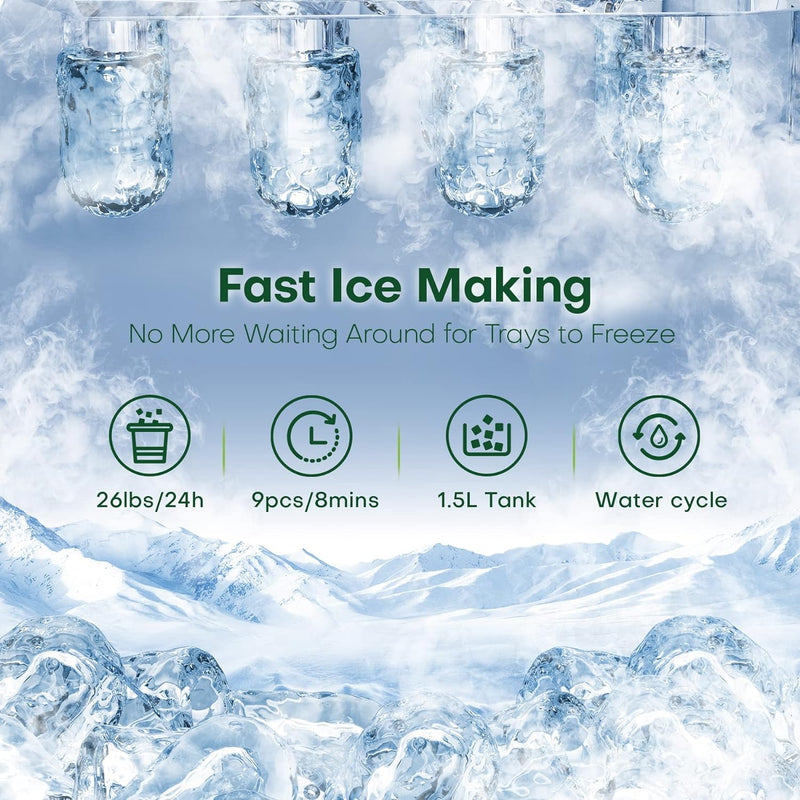 CONOPU Eiswürfelmaschine, 9 Hohlkegel Eiswürfelas in nur 9 Minuten fertig, Eiswürfelmaschine klein 1