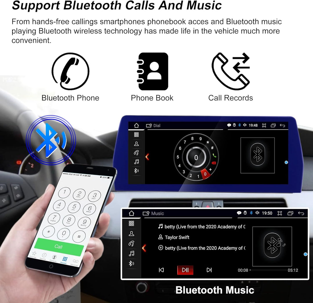 AneQu 12.3" Auto Stereo Android 12 für BMW 5er E60 2005-2008 CCC System Octa-Core 32GB ROM Auto Mult