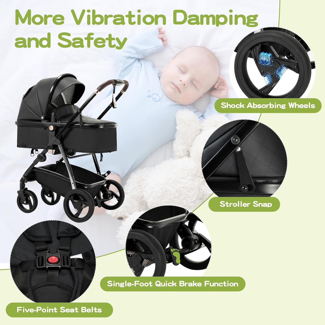 Kinderwagen 3 in 1, Stroller Set ist ein mit einer Hand faltbarer Aluminiumrahmen, Bergsteiger Kinde