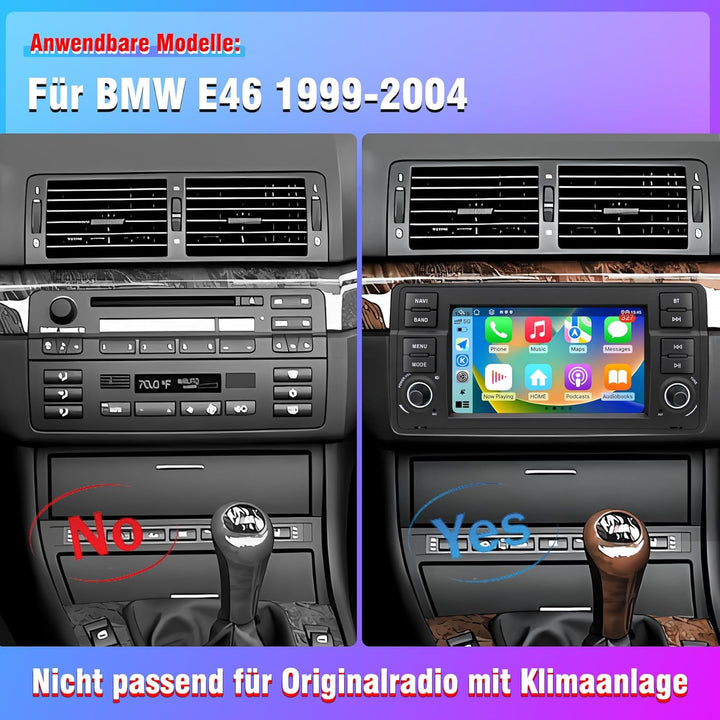 Autoradio für BMW E46 1999 2000 2001 2002 2003 2004, Android 12 2G+32G Radio mit GPS Navigation CarP