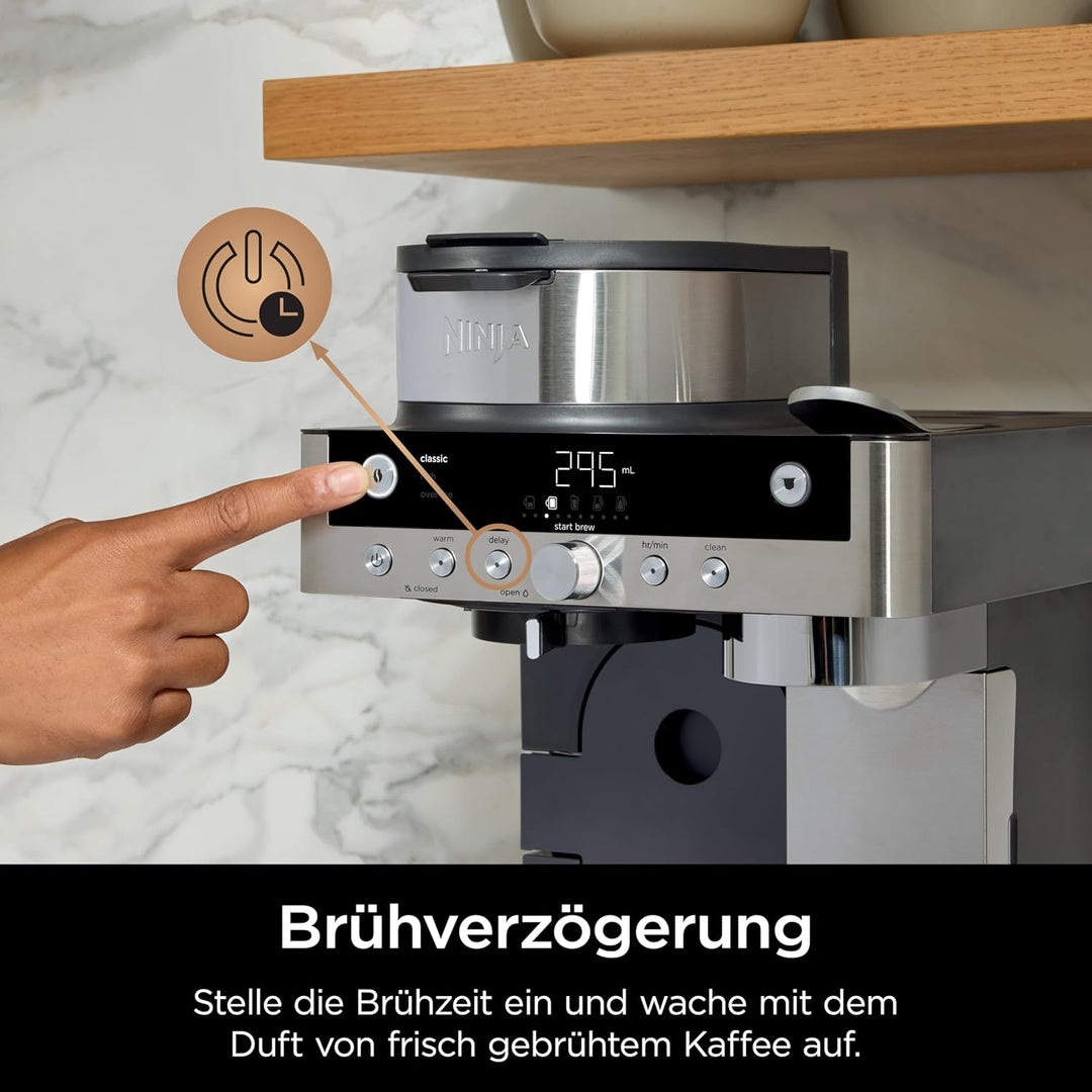 Ninja Prestige 2-in-1 Filterkaffee- und Kapselmaschine mit integriertem Milchaufschäumer, für Latte,