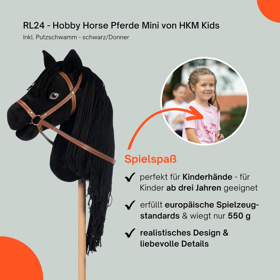 RL24 - Hobby Horse Pferde Mini von HKM Kids inkl. MagicBrush Edition – Steckenpferd – Spielpferd mit