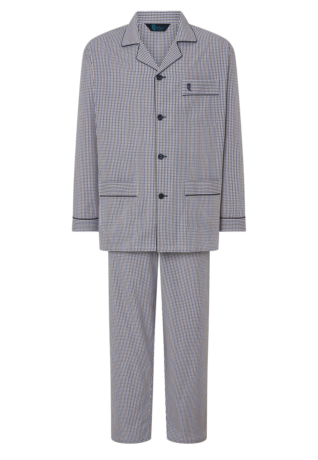 El Búho Nocturno Schlafanzug Herren Lang Baumwolle Pyjama Für Herren Klassisch Revers Knopfjacke Kar